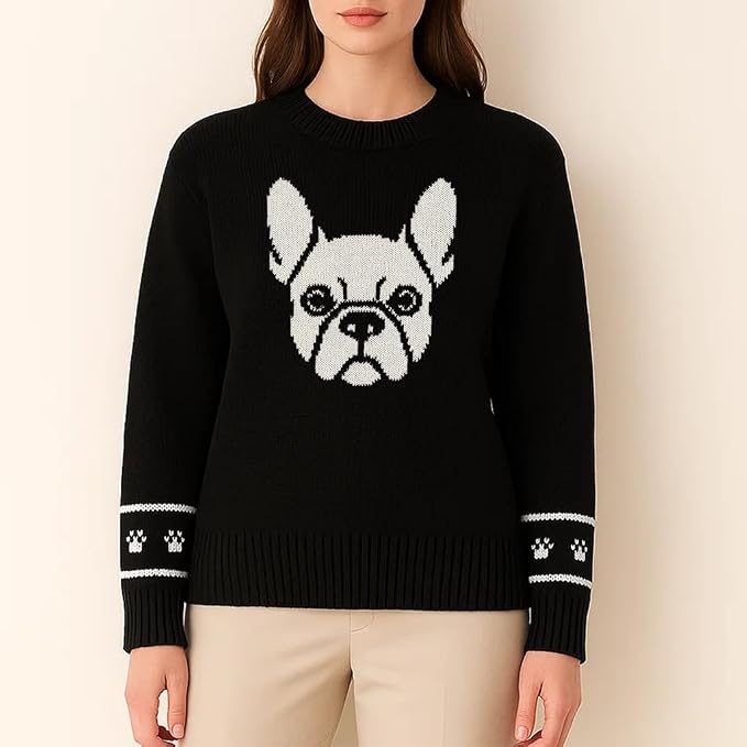 Custom Dog Knit Sweater for Women Personalized Pet Paw Print Pullover Dog Mom - Image 2