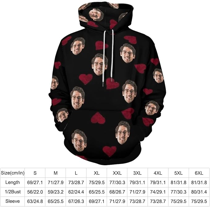 Artsadd Custom Face Unisex athletic Pockets Sweatshirt Loose Hoodie Custom - Image 2