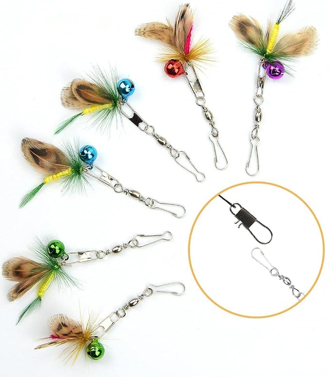 Cat Insect Feather Toys Replacement Cat Toy Wand Refills, 10 Pieces Mini Insect - Image 3