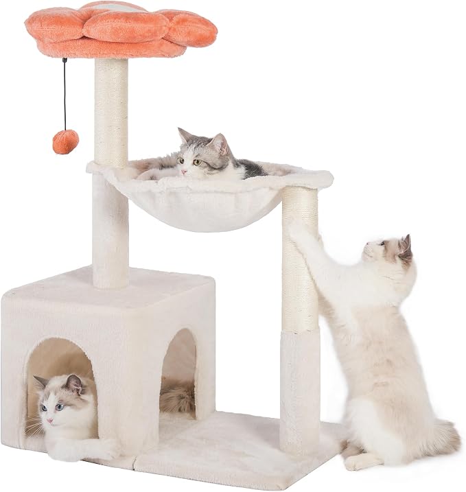 Flower Cat Tree 34" Scratching Post Small Cat Tower by Pawfessor