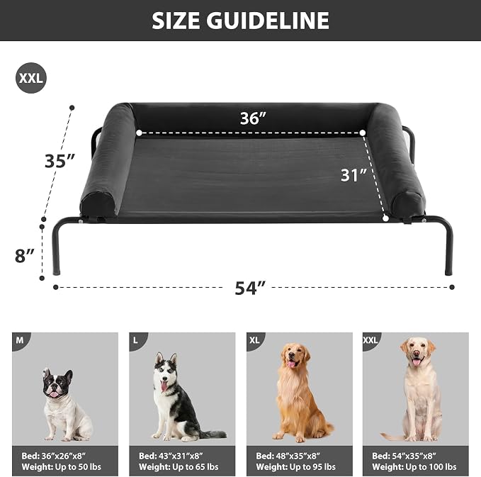 RRPETHOME Large Elevated Cooling Dog Bed, Raised Dog Cot Beds - Image 2