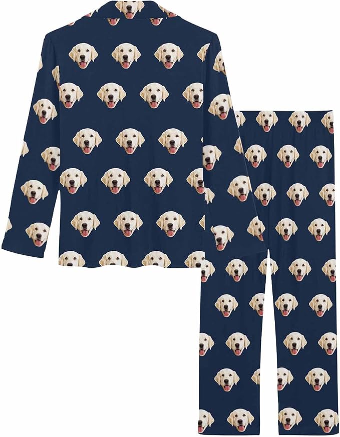 MyPupSocks Custom Face Pajamas for Women Set, Personalized Photo Long Sleepwear - Image 4