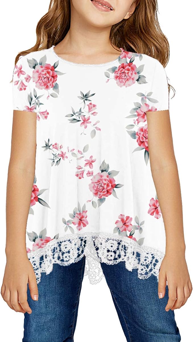 storeofbaby Girls Casual Tunic Tops Short Sleeve Loose Soft Blouse T-Shirt by storeofbaby