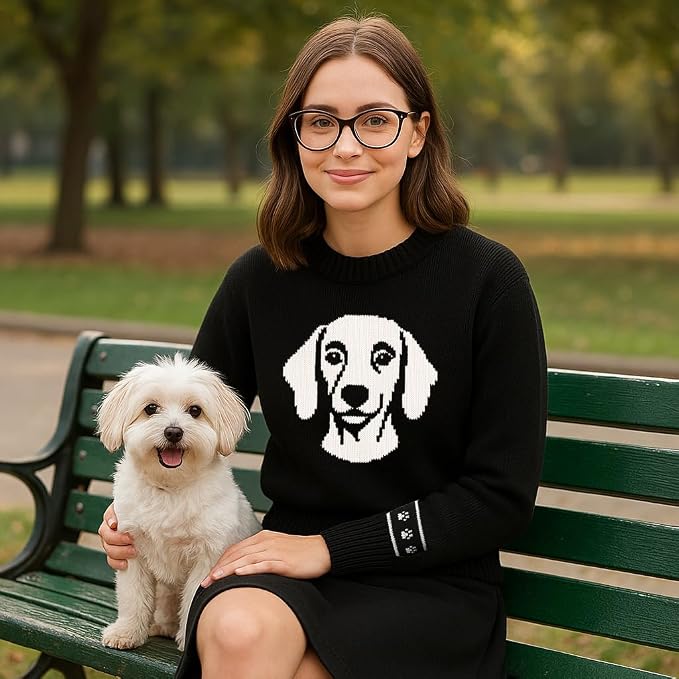 Custom Dog Knit Sweater for Women Personalized Pet Paw Print Pullover Dog Mom - Image 5