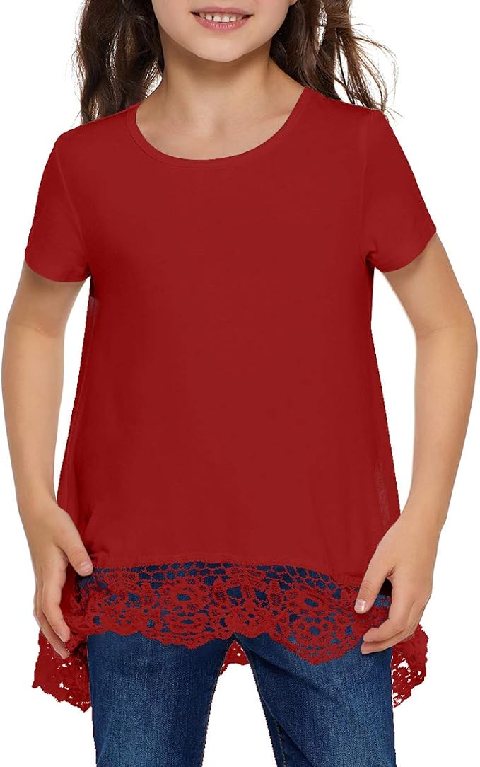 storeofbaby Girls Casual Tunic Tops Short Sleeve Loose Soft Blouse T-Shirt - Image 3