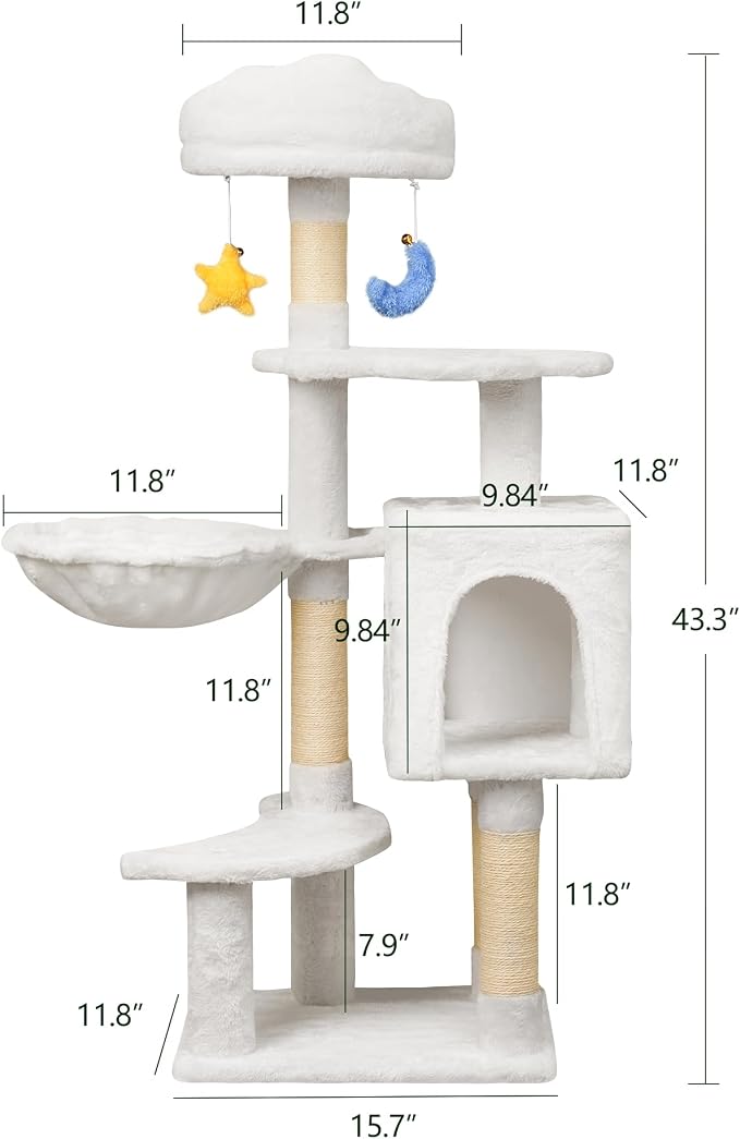 43-Inch Cat Tree, Cute Cloud Cat Tree - Image 3