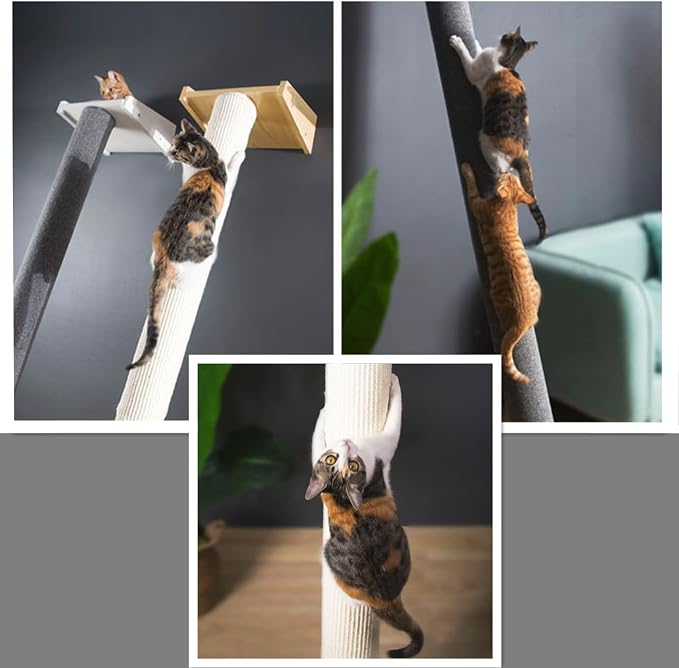 SHENGOCASE Modern 78.7“ Tall Leaning Cat Tree Tower Scratching Post Pillar - Image 3