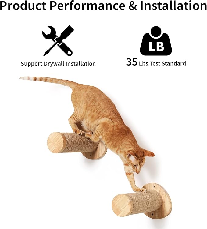 FUKUMARU Cat Wall Furniture, 11.8 Inch Cats Steps - Image 3