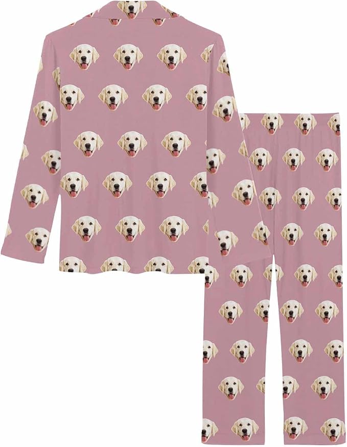 MyPupSocks Custom Face Pajamas for Women Set, Personalized Photo Long Sleepwear - Image 4