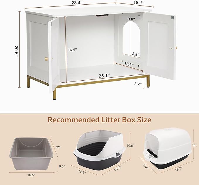 Homhedy Cat Litter Box Enclosure, Cat Washroom Furniture - Image 4