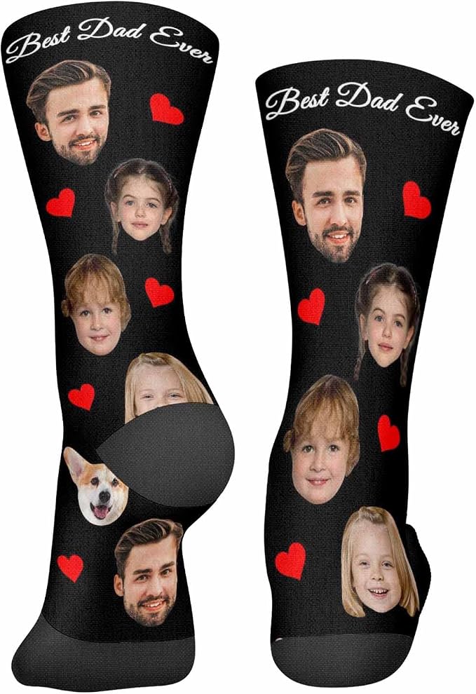Artsadd Custom Face Socks for Dad Fathers Day Gift Novelty Personalized Photo - Image 6