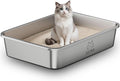 Jumbo Stainless Steel Cat Litter Box, 27.5"×19.6"×5.9", XXL Metal Litter Pan by Unknown