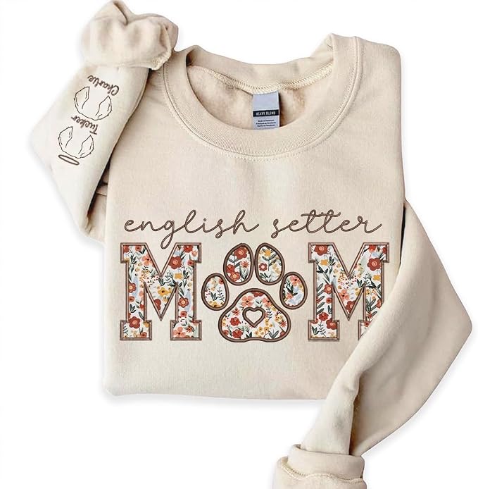 CHILLEVER Personalized Embroidered Dog Mom Sweatshirt, Dog Mama Crewneck by Unknown