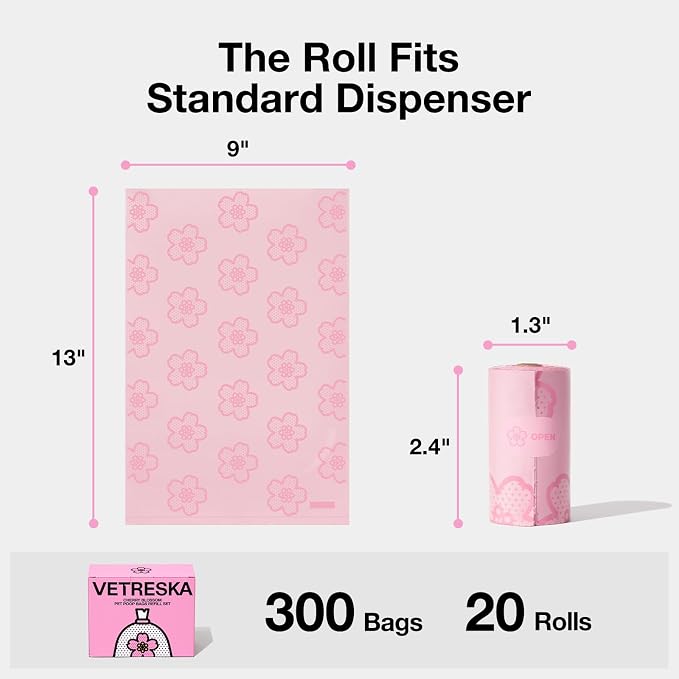 VETRESKA Cherry Blossom Scented Dog Poop Bags, Leak Proof, Extra Thick and - Image 6