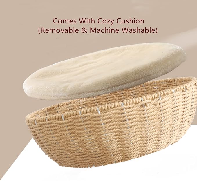 SHENGOCASE Cat Tree Tower with Rattan Wicker Basket, Handwoven Large Nest - Image 7
