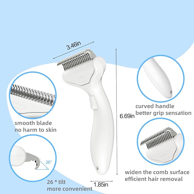 Undercoat Rake for Dogs & Cats, Deshedding Brush for Long haired Pets, Dog - Image 4