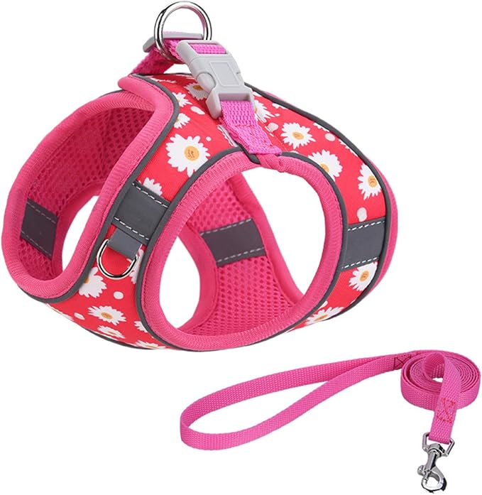 Step in Dog Harness No Pull Flower Adjustable Soft Mesh Padded Reflective Pet - Image 2