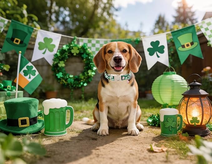 Lionet Paws St. Patrick Dog Collar- Cute Clover Green Dog Collars - Image 3
