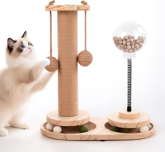 4 in 1 Cat Scratching Post. Wooden Kitten Scratching Post. Kitten Toys by Unknown