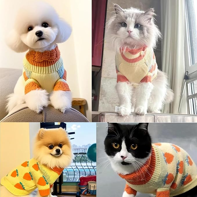 ANIAC Fall Dog Sweater for Small Dog Girl Strawberry Knitted Cat Sweater Winter - Image 6
