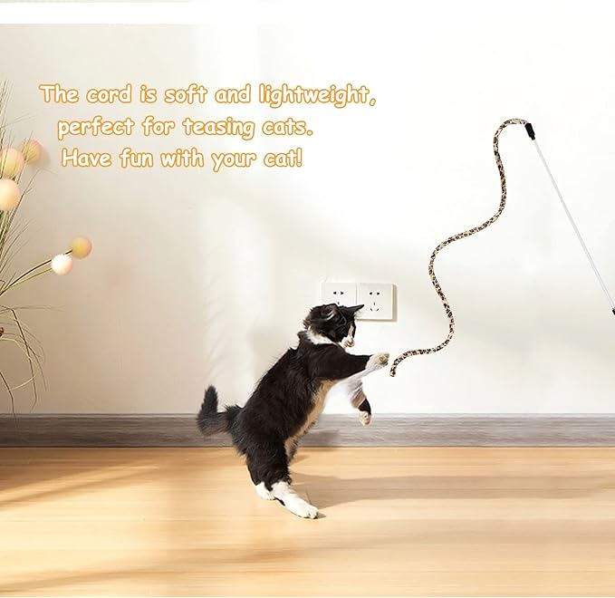 Andiker Cat Wand Teaser Toys，2Pcs Plastic Rainbow Cat Interactive Toys - Image 2