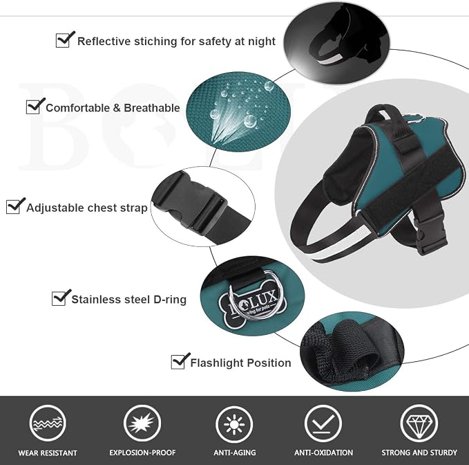 Bolux Dog Harness, No-Pull Reflective Dog Vest, Breathable Adjustable Pet - Image 2
