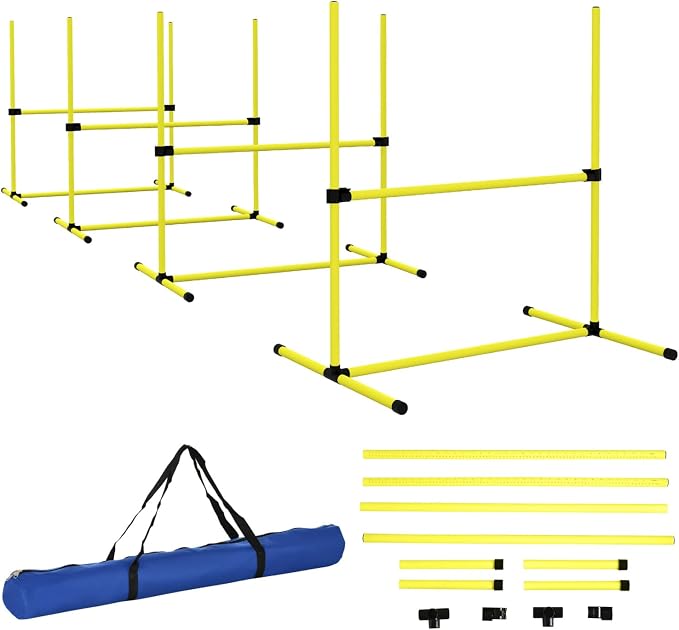4 Piece Adjustable Dog Agility Jump Set Training Kit by Unknown