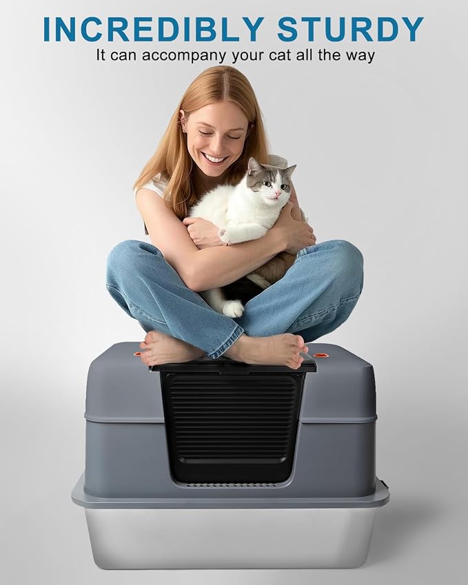 Stainless Steel Enclosed Cat Litter Box - Image 5