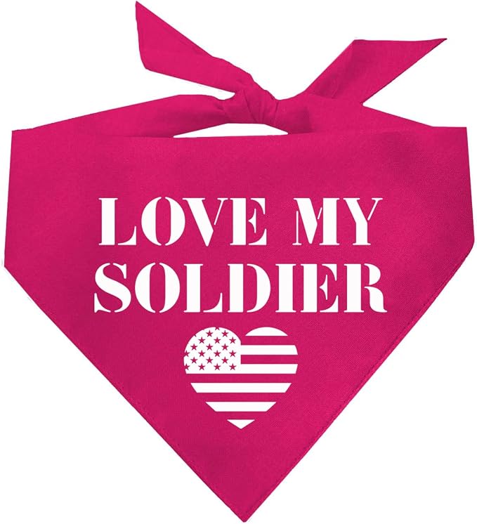 Love My Soldier Dog Bandana | 100% Cotton Adjustable Triangle | Made in USA | by TeesTails