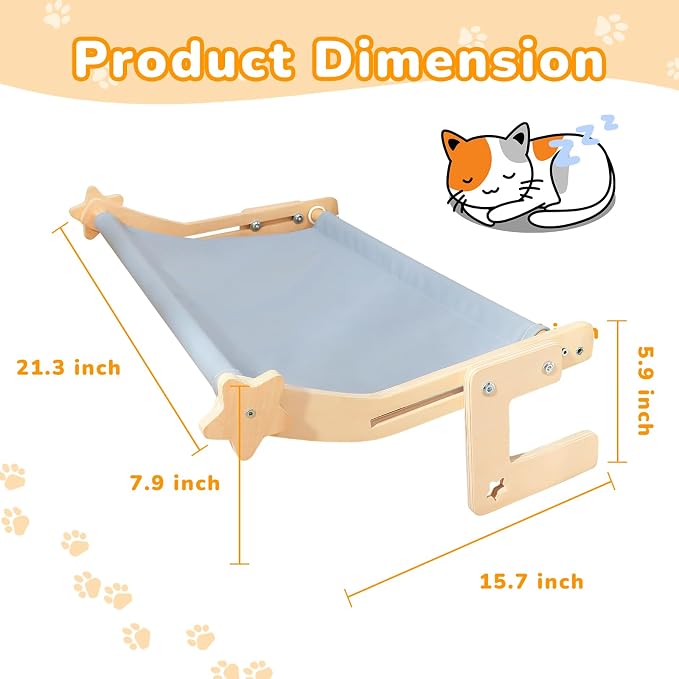 Cat Window Perch for Large Cats, Heavy Duty Hammock Bed No Drill Design - Image 2