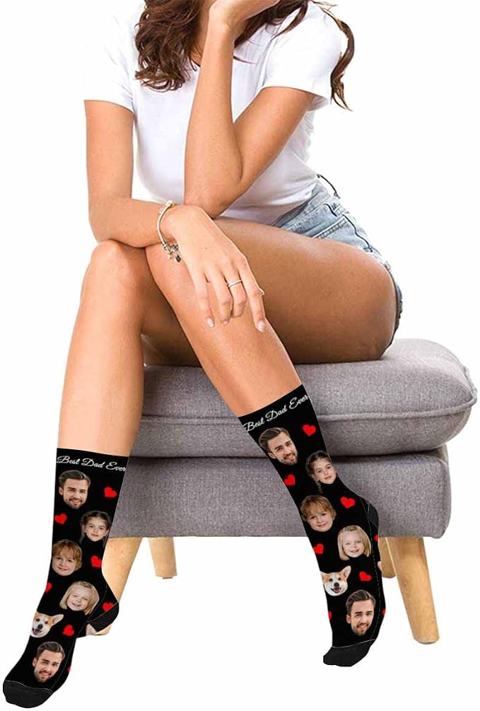 Artsadd Custom Face Socks for Dad Fathers Day Gift Novelty Personalized Photo - Image 2