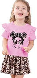 Akyzic Little Girl Skirt Outfit Two Piece Spring Summer Outfit Butterfly Dress by Akyzic