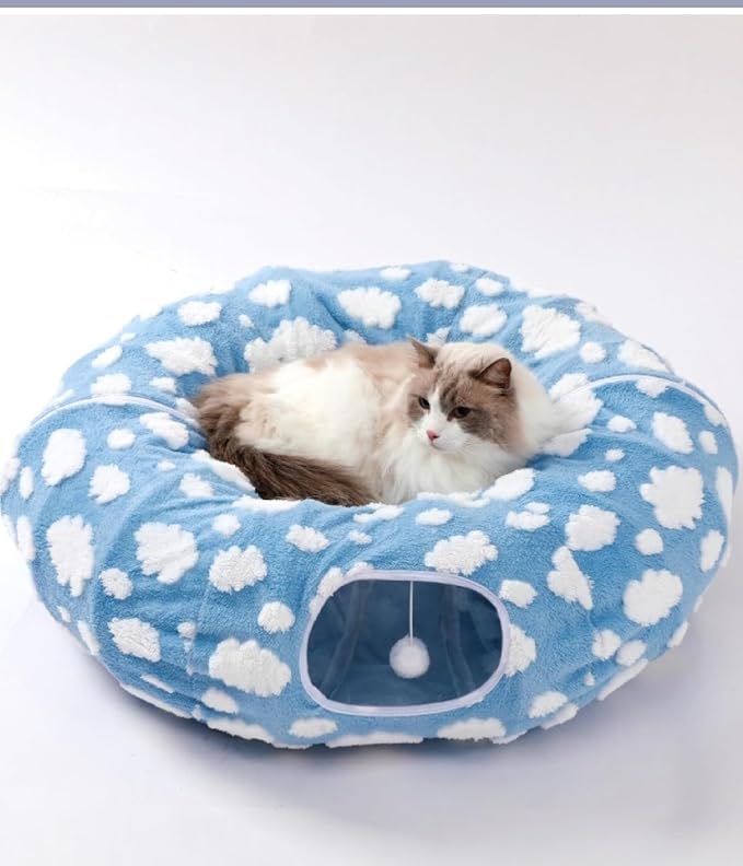 Grelife Cat Tunnel Bed for Indoor Cats, Cute Cat Tunnel Toys, Cat Donut Tunnel by Giveyourfamilygentlecare