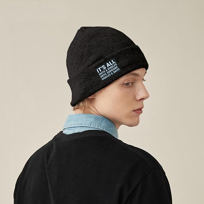 Funny Beanies Warm Knit Hats Fall Winter Black Hip Pop Knit Hat Cap - Image 3