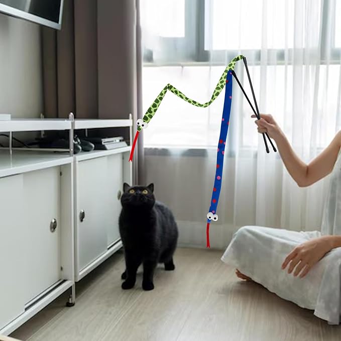 Andiker Cat Wand Toy, 44 Inches Plush Cats Snake Toys - Image 6