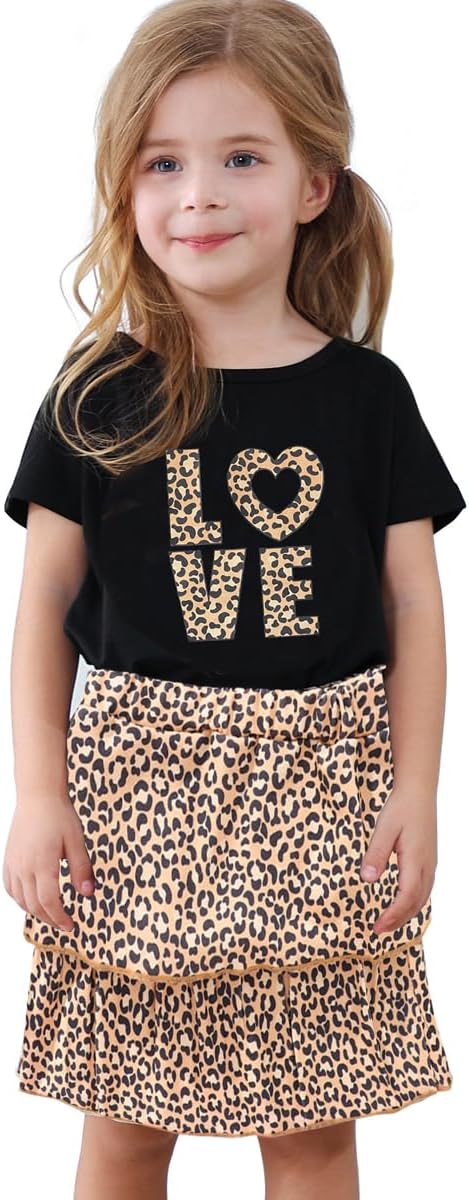 Akyzic Little Girl Skirt Outfit Two Piece Spring Summer Outfit Butterfly Dress - Image 2