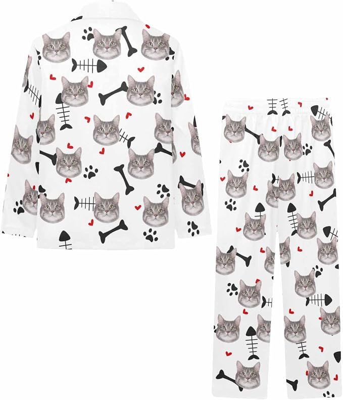 Artsadd Girls Pajamas Set Custom Face Pet Photo Long Sleeve Sleepwear - Image 4