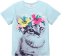 PATPAT Girls Crewneck Short Sleeve Graphic Tees Animal Print Shirts Cute Summer by PATPAT