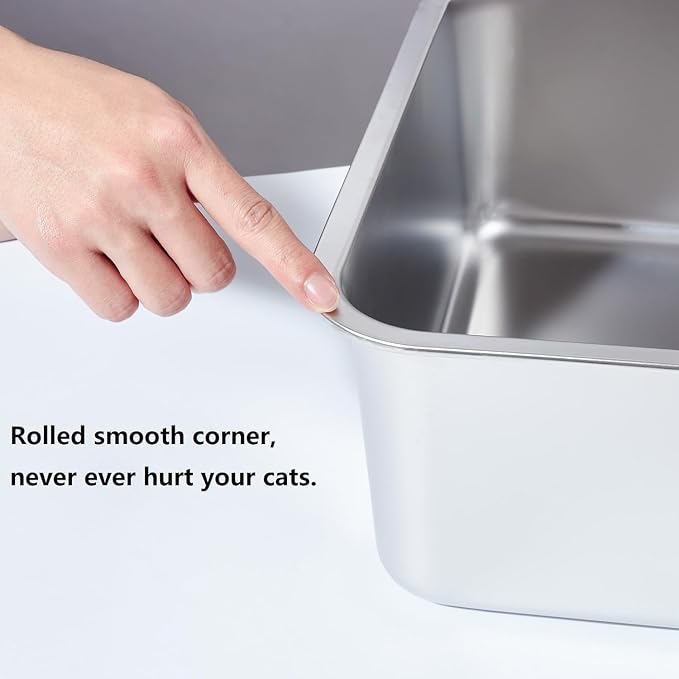 XL Stainless Steel Litter Box 2 Pack, Easy Clean, Non Stick & No Smell - Image 8