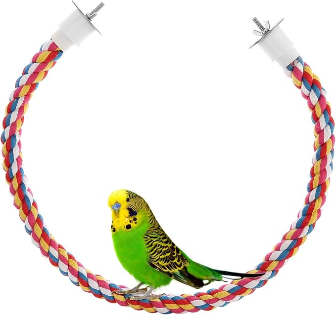 Bird Rope Perches, Parrot Toys 33 inches Rope Bungee Bird Toy - Image 7