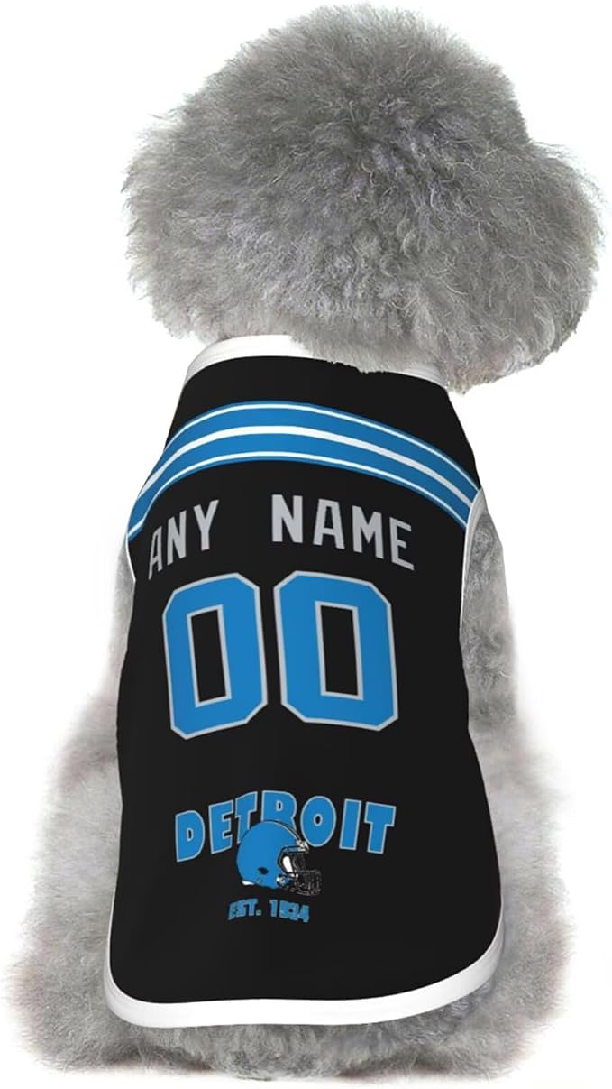 Detroit Dog Clothes Jersey Pet Jersey Customized Any Name & Number S-5XL - Image 2