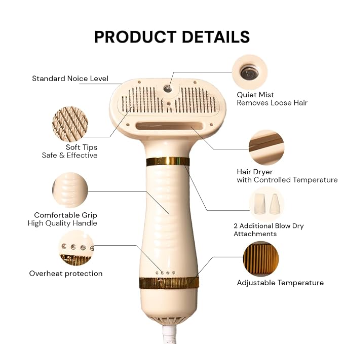 Pet Steam Brush Grooming Dryer for Dogs & Cats – 3-in-1 Grooming Tool - Image 4
