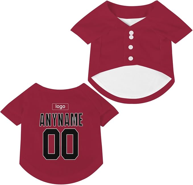 Custom Pet Dog Baseball Jersey Personalized Dog&Cat Jersey Printed Text Logo by Lonhooker