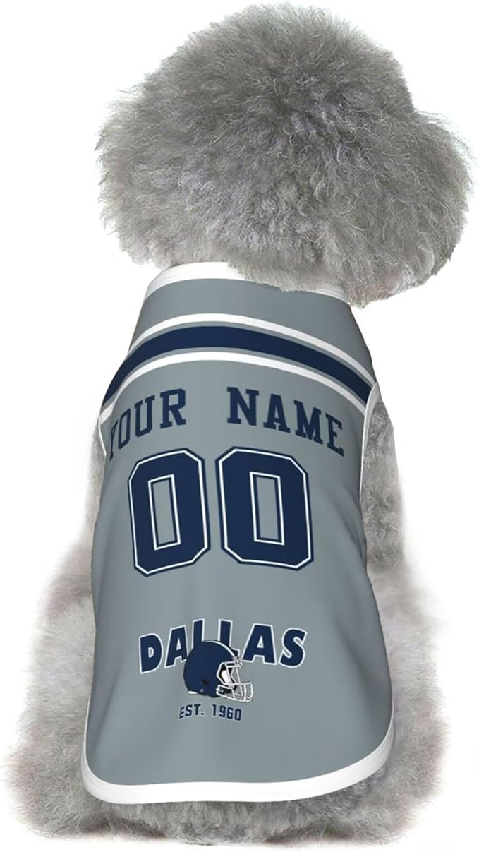 Dallas Dog Clothes Jersey Pet Jersey Customized Any Name & Number S-5XL - Image 2