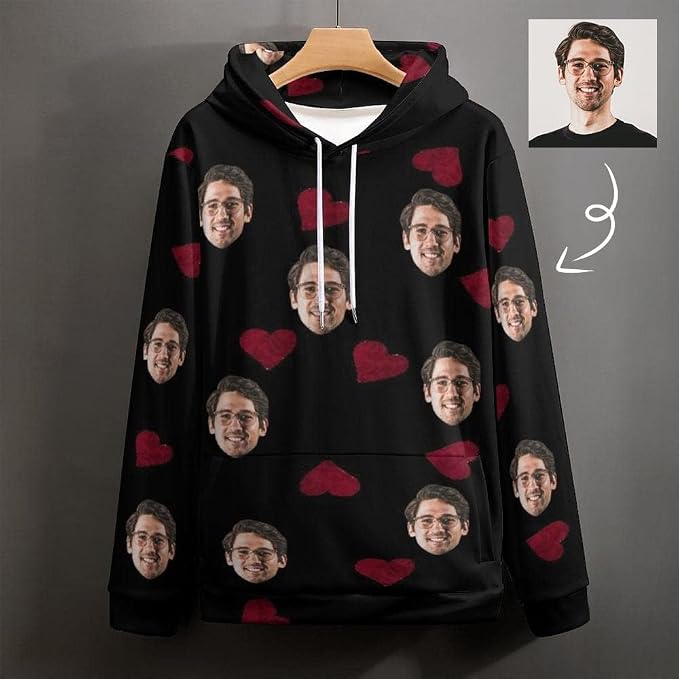 Artsadd Custom Face Unisex athletic Pockets Sweatshirt Loose Hoodie Custom - Image 3