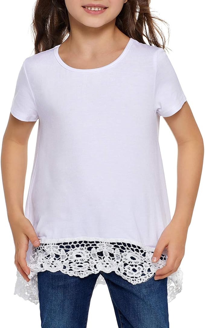 storeofbaby Girls Casual Tunic Tops Short Sleeve Loose Soft Blouse T-Shirt - Image 3