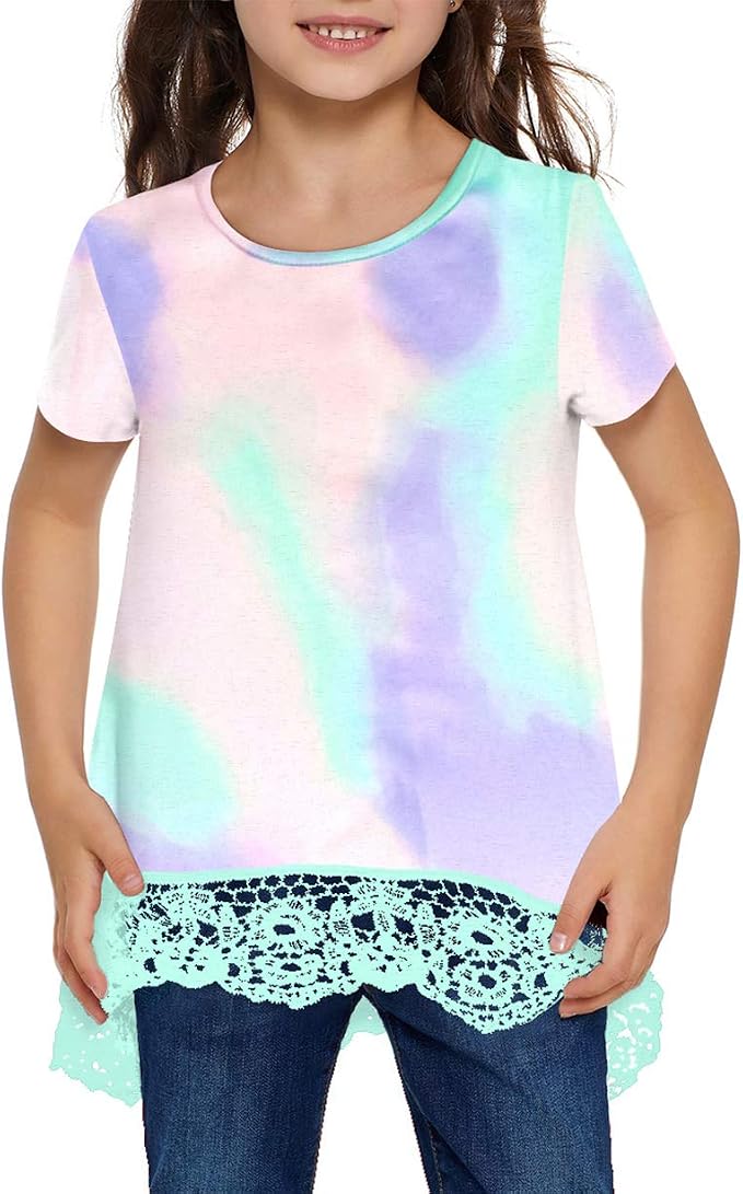 storeofbaby Girls Casual Tunic Tops Short Sleeve Loose Soft Blouse T-Shirt - Image 4