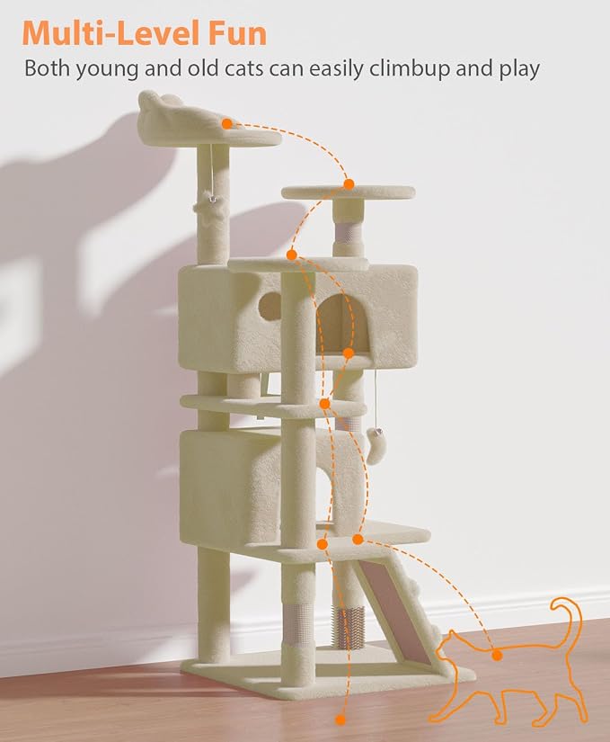 54" Cat Tree Tower for Indoor Cats Large Adult, Cute/Tall Modern Cat Tree for - Image 8