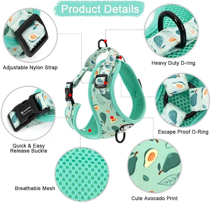 Dog Cat Harness and Leash Set, Puppia Soft Mesh Padded and Adjustable Puppy - Image 2