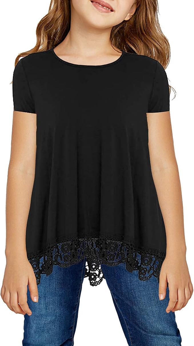 storeofbaby Girls Casual Tunic Tops Short Sleeve Loose Soft Blouse T-Shirt by storeofbaby